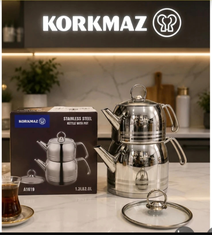 کتری و قوری استیل کرکماز ترکیه مدل A1619 korokmaz
