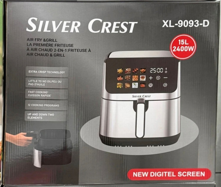 سرخکن بدون روغن و گریل سیلور کرست مدل XL-9093-D ظرفیت ۱۵ لیتر توان ۲۴۰۰ وات